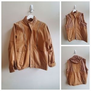 Vintage Genuine Leather Jacket 3 ways to wear - Trendy! with dropped armhole